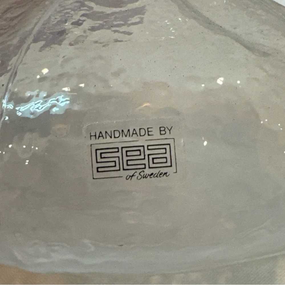 Vintage Swedish Glass Vase SEA Glasbruk by Kosta Rune Strand Sack Textured Vase